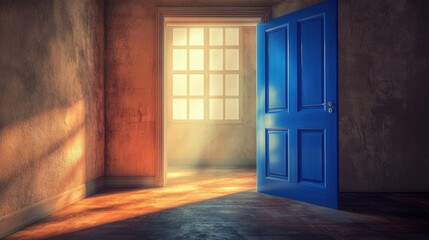 Obraz premium Open Door with Sunlight Streaming Into Empty Room