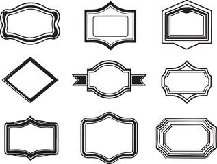 Abstract Grunge Borders and Brush Frame Collection, Black Ink Splash Frame Set for Design and Decoration