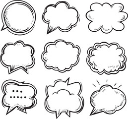 Vector illustration set of hand-drawn speech bubbles.