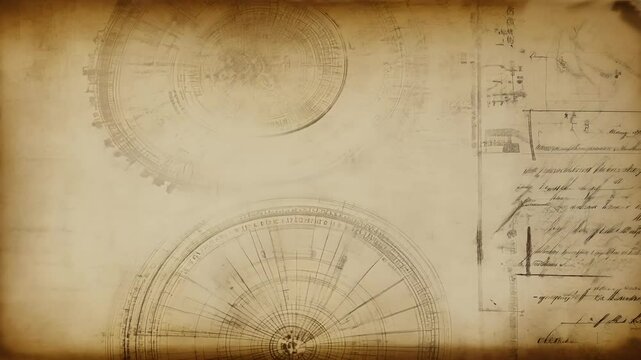 nostalgic charm retro 1800s science background presented motion graphics printed vintage paper featuring grain grunge textures that evoke sense tory astronomy old 1800 1900 education