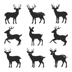Fototapeta premium Deer Vector Silhouette Illustration, Deer Head SVG, Deer Logo 