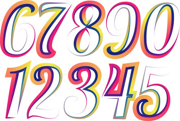 3d numbers, set numbers, gradient color number, 3d numbers vector set characters. One, two, three, four, five, six, seven, eight, nine, zero. 1,2,3,4,5,6,7,8,9,0. Decorative elements