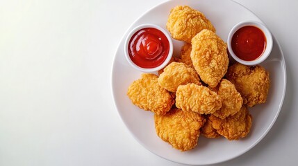 Naklejka premium Crispy Chicken Nuggets with Dipping Sauces