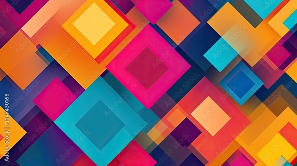 Poster colorful square pattern background with overlapping shapes and bright tones, ideal for vibrant desig