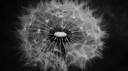 Black and White Dandelion Close Up