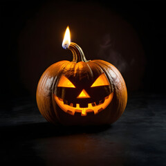 Fototapeta premium halloween pumpkin on black