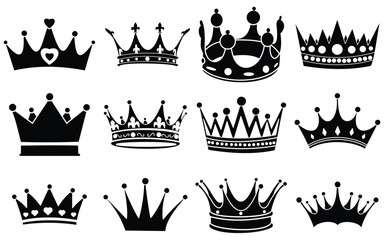 King and Queen Crown Vector icon set illustration icon.