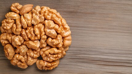 Fototapeta premium Close-Up View of Walnut on Wooden Surface