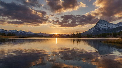 sunset over the lake