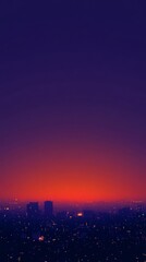 Vibrant sunset illuminating city skyline with warm colors