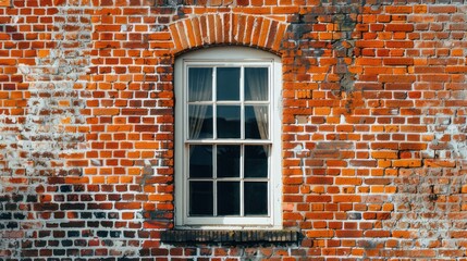 White Window in Arched Brick Wall