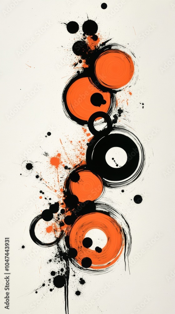 Canvas Prints Orange and black circles creating dynamic abstract composition