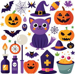 Halloween Cat Witch Spooky Fun Party Magic