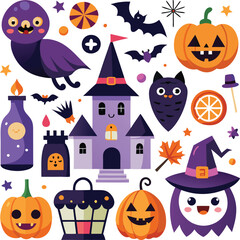 Halloween Witch House with Cute Characters