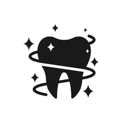 Fototapeta premium Shining and sparkling tooth vector icon. Healthy white tooth symbol.