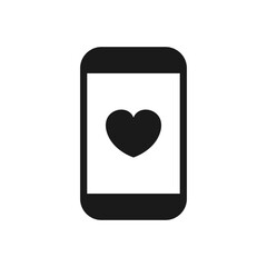smartphone with love heart symbol icon
