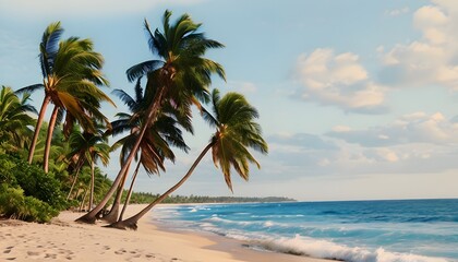 Fototapeta premium Palm Trees in Summer on a Beach in Mexico