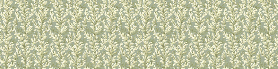 Elegant vintage floral leaf damask pattern in soft green tones