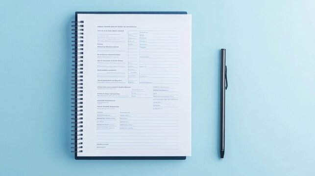 Detailed Open Binder on Blue Background