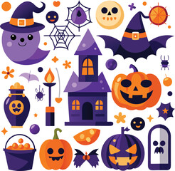 Halloween Spooky Icons Cartoon Illustration