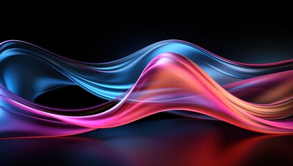 Abstract flowing waves in vibrant colors against a dark background.