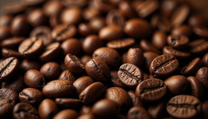 Naklejka premium Fresh Roasted Coffee Beans in Rich Brown Tones