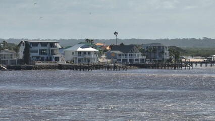 Obraz premium Relaxing day under the sun along Florida coastline at St Augustine a popular tourist vacation destination 