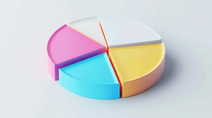 Obraz premium A Colorful 3D Pie Chart on a White Background