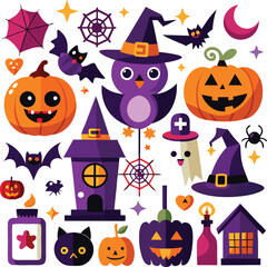 Halloween Spooky Characters  Objects Design