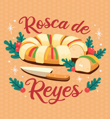 Tarjeta Rosca de reyes magos tradici&oacute;n M&eacute;xico