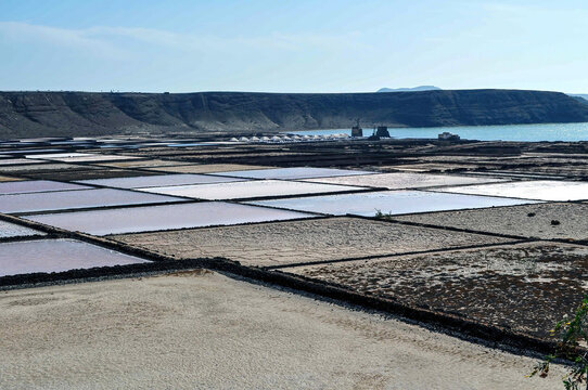 Desalination fields in Lanzarote, a natural method to desalinate sea water. 