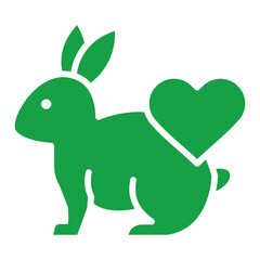 Vector icon of Cruelty free. This icon features a bunny with a heart, symbolizing the commitment to animal welfare and ethical practices.