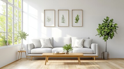 Obraz premium Elegant and Bright Living Room with Plant Decor