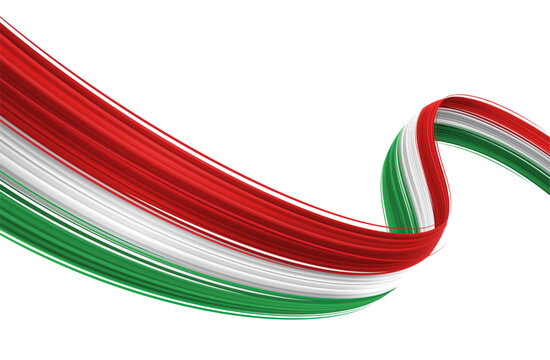 Flowing Ribbon of Hungarian Flag in Abstract Brush Strokes
