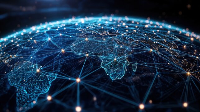 Global network connections illustrating data flow across continents in a digital landscape