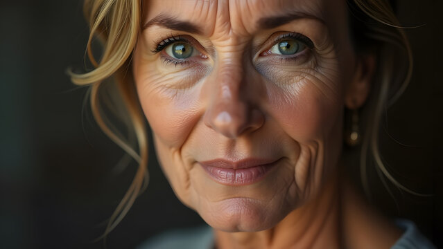 senior lady close up portrait, looking into the camera, generative ai