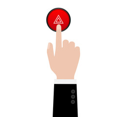 Hand Pressing Emergency Light Button in Car. Car Hazard Light Button. Vector Illustration. 