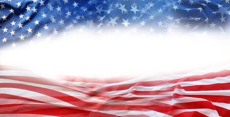 American flag stars and stripes on white, Copy space