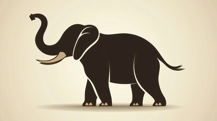 Obraz premium Majestic elephant raising trunk in silhouette, a symbol of power and grace