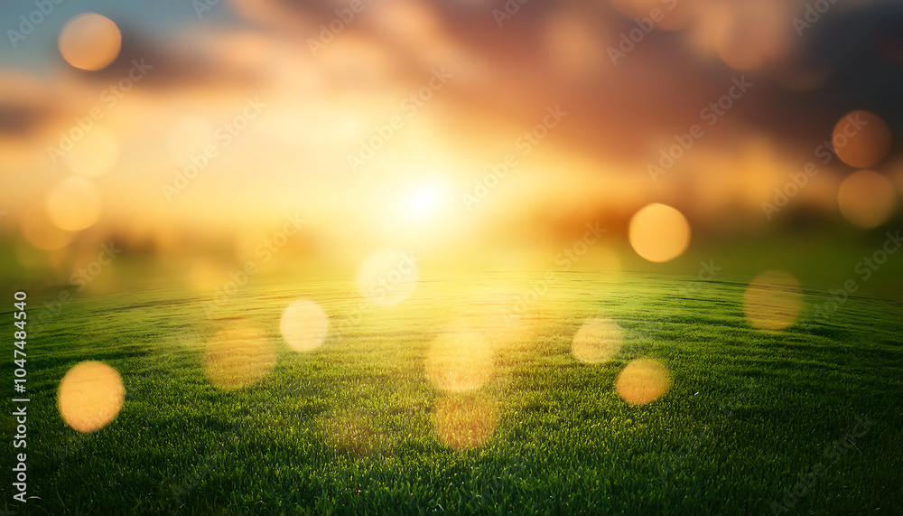 Poster warm colors blur in sunlight with bokeh green energy and sunny orange light patterns on a p_1(731)