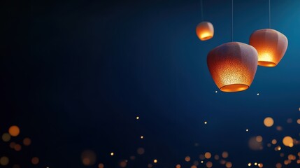 Obraz premium Captivating lanterns illuminating the night sky in a serene atmosphere