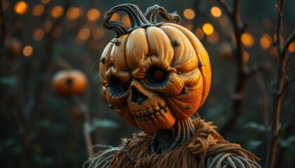 Haunting harvest the pumpkin skeleton's gaze