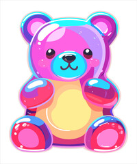 Colorful gummy bear. Jelly bear fruit gummy. Vector isolated illustration