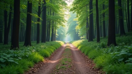 Obraz premium Enchanting Forest Pathway Leading into Serenity