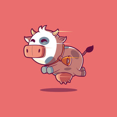 Cute Cow jumping vector illustration. Mascot, funny design concept.