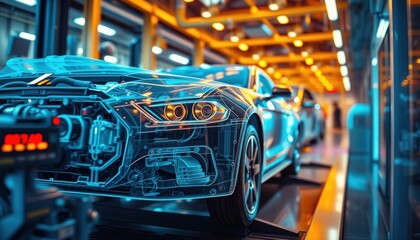 Obraz premium Innovative automotive technology in production
