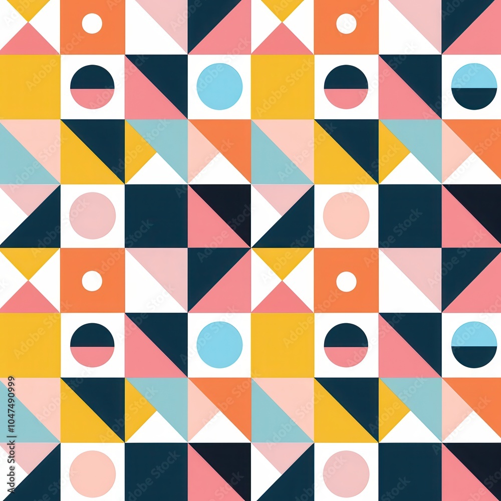 Aufkleber a colorful geometric pattern showcases triangles, circles, and squares in a playful arrangement idea