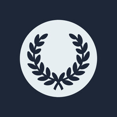 A minimalist icon of a laurel wreath award silhouette Flat Vector Style, Simple Design, white Background. 