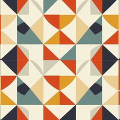 This vibrant geometric pattern showcases a combination of bold colors and shapes perfect for modern interior decoration. Generative AI