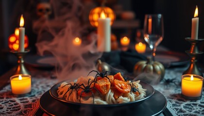 Spooky pasta delight for halloween dinner